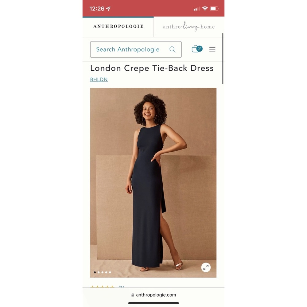 BHLDN London Crepe Dress in Midnight - size 6 - NWT